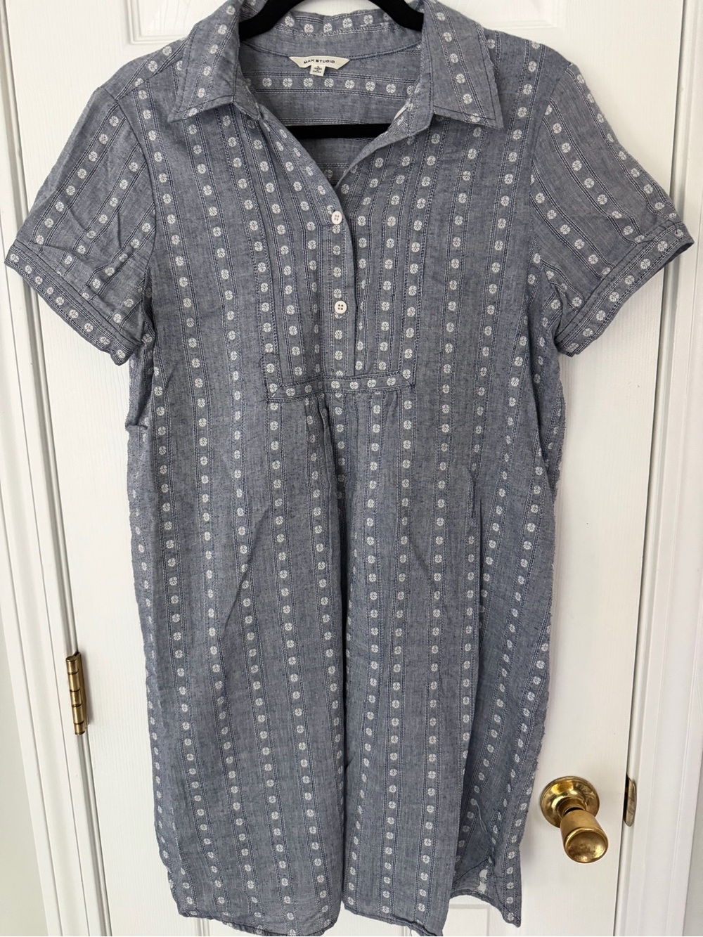 Max Studio Blue & White Short-Sleeve Polo Shirt Dress
